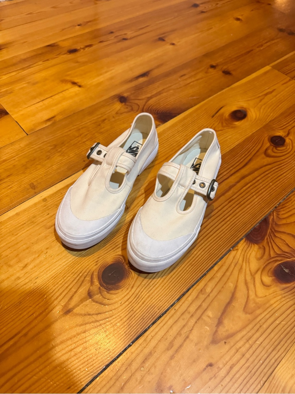 Vans Cream Canvas Mary Jane Style Sneakers with Buckle
